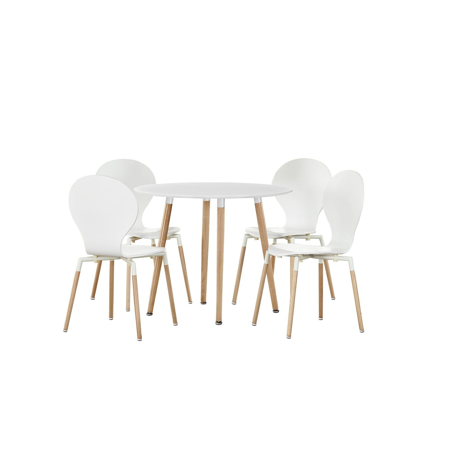 Modway Path Dining Chairs And Circular Table, White, Set Of 5