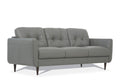 Benjara Leatherette Sofa with Tapered Legs and Button Tufted Details, Gray
