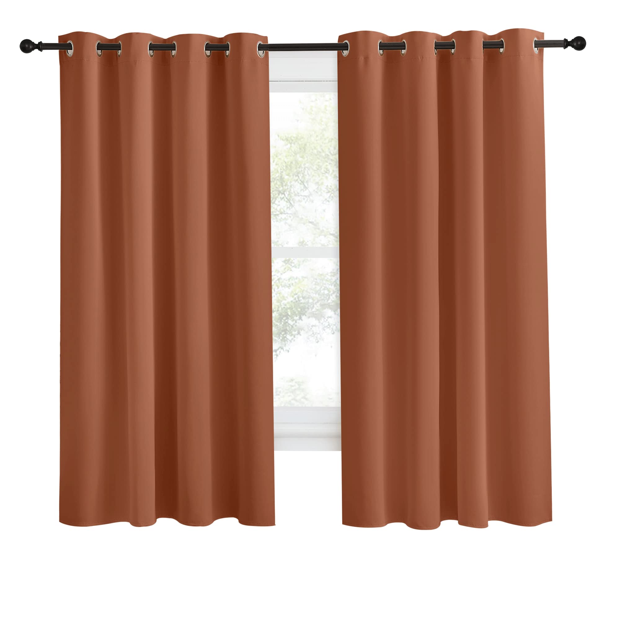 Nicetown Halloween Blackout Burnt Orange Curtain & Drape, Burnt Orange, W55 X L68, 1 Panel, Room Darkening Light Blocking Window