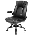 OUTFINE Flip-up Arms Office Chair 300lbs Executive Chair Swivel Office Chair with hydrolysis-Resistant Leather Spring Cushion Th