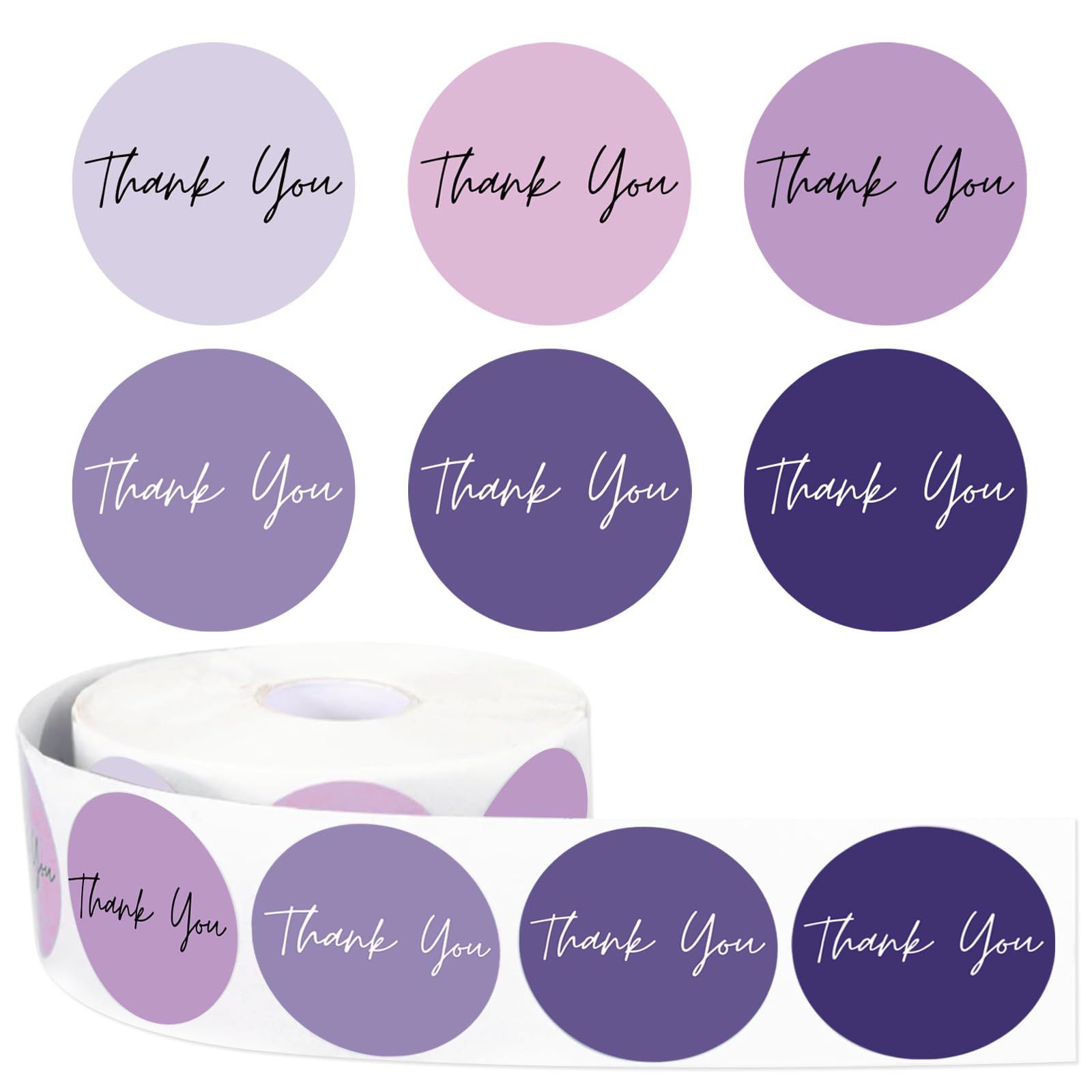 Whaline 1000Pcs Purple Thank You Stickers 6 Lavender Colors Paper Decals Adhesive Seal Sticker Decor For Party Favor Gifts Suppl