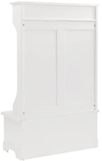 Crosley Furniture Campbell Hall Tree with Storage Bench and Coat Rack Hooks for Hanging, White