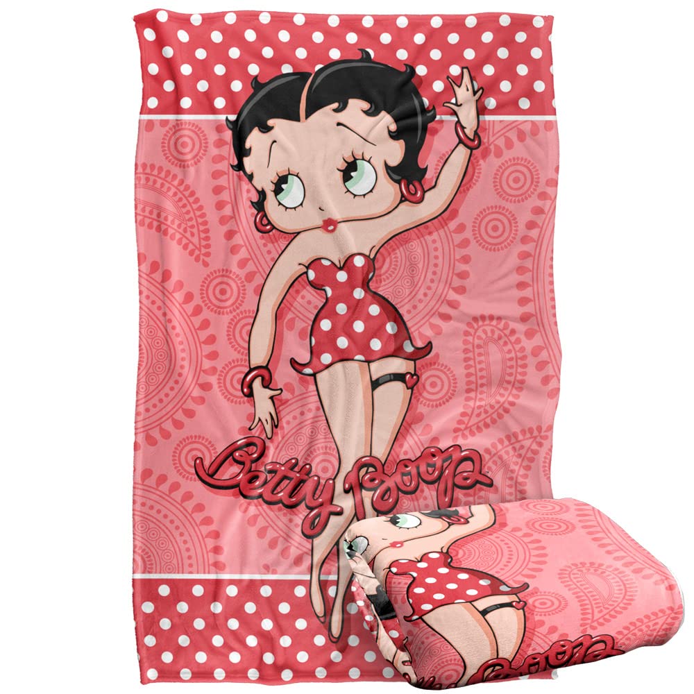 Trevco Betty Boop Paisley & Polka Dots Silky Touch Super Soft Throw Blanket 36' X 58'