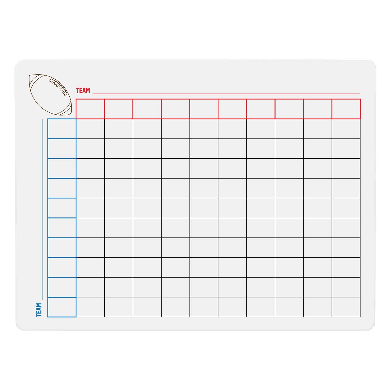 Football Pool Squares Dry Erase Board - Betting Bowl Game Scoreboard Chart For Super Office Party (100 Boxes, 9 X 12 Inch Board)
