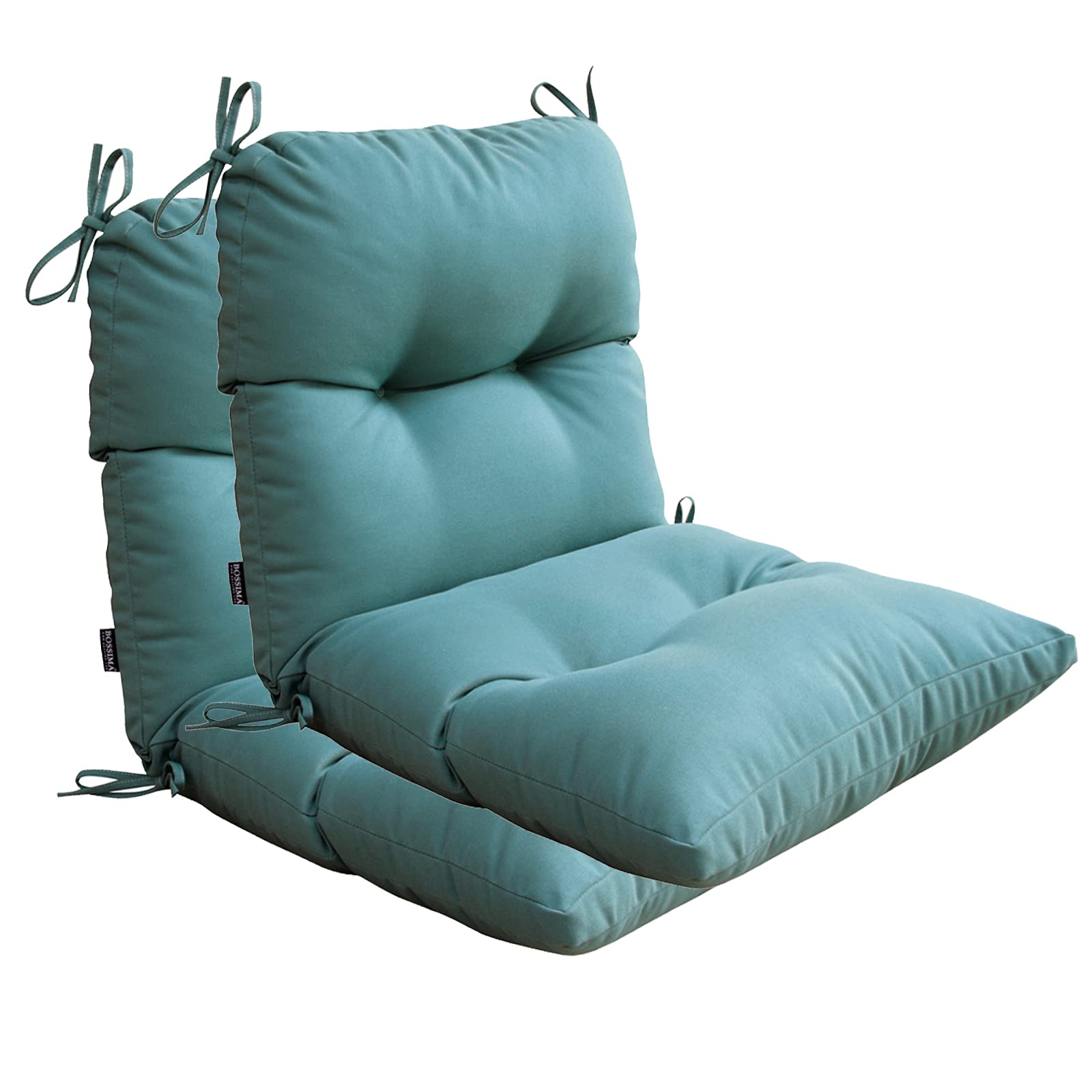 Bossima Outdoor Indoor High Back Chair Tufted Thick Cushions Comfort Replacement Patio Seating Cushions Set Of 2 Blue Lake