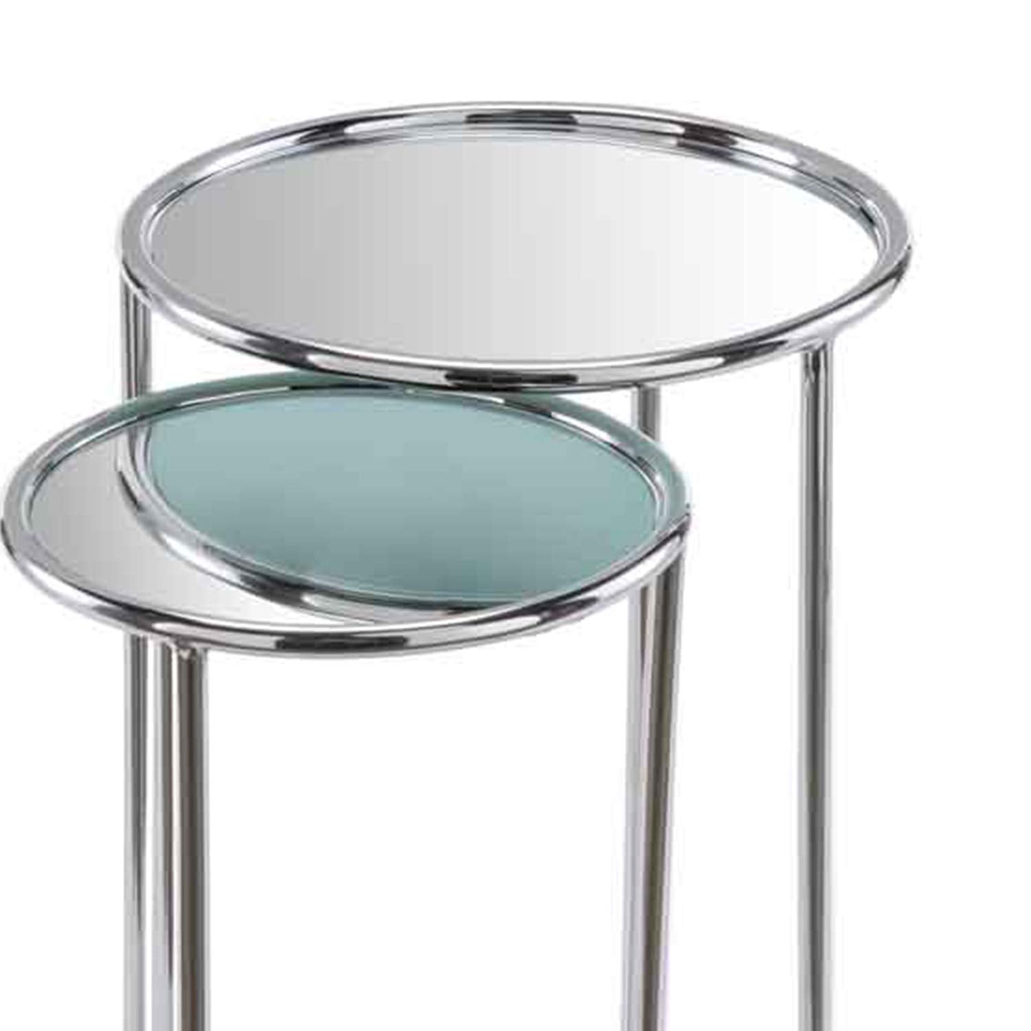 HomeRoots 12' X 12' X 22' Buffed Nested Mirror Tables Set of 2