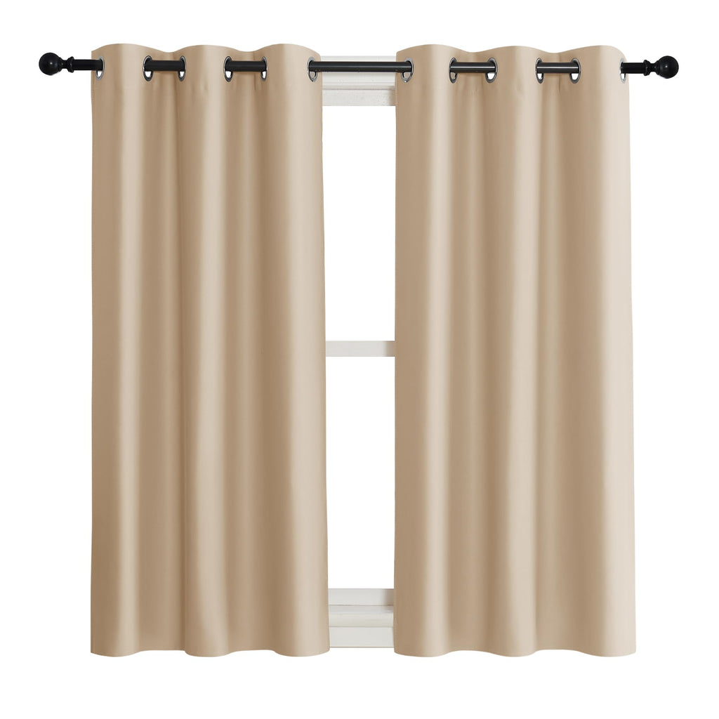 Nicetown Room Darkening Blind Shade For Kids Bedroom, Biscotti Beige, Single Panel, 42 X 45 Inch, Triple Weave Home Decoration Light Blocking Solid Ring Top Curtain/Drape For Small Window