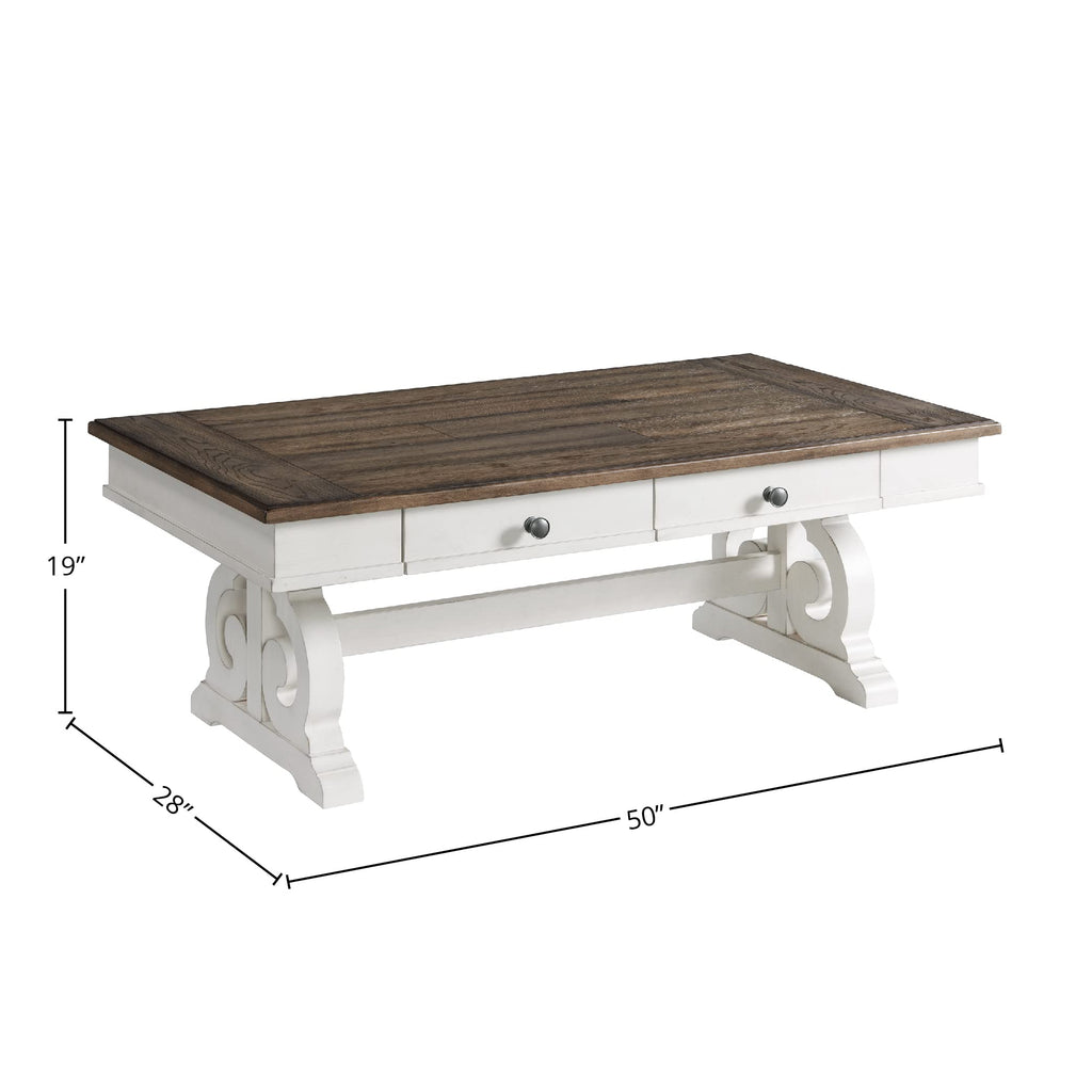Intercon Drake, Rustic White & French Oak Coffee Tables