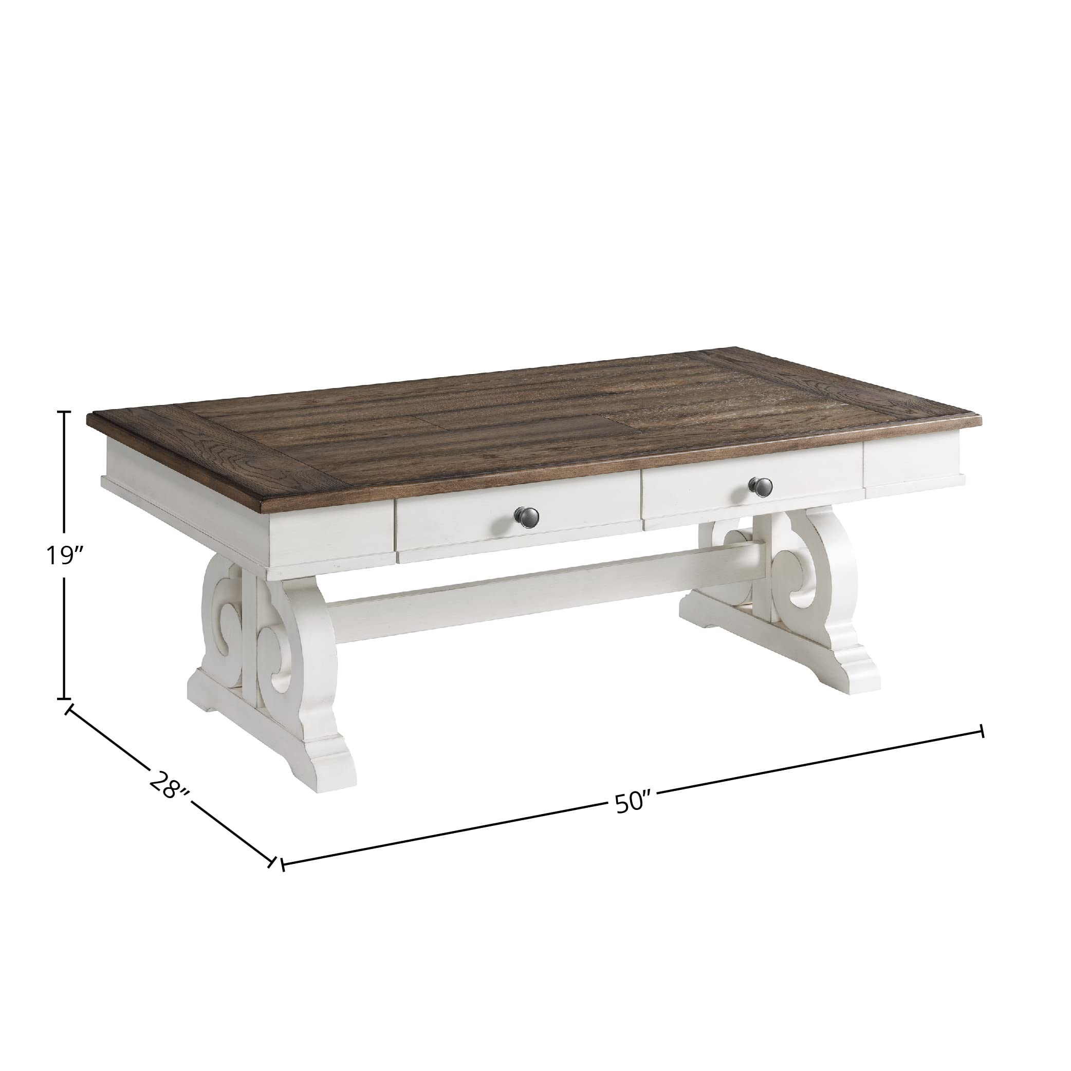 Intercon Drake, Rustic White & French Oak Coffee Tables