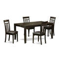 East West Furniture LYCA5-CAP-LC Lynfield 5 Piece Kitchen Set for 4 Includes a Rectangle Dining Room Table with Butterfly Leaf and 4 Faux Leather Upholstered Chairs, 36x66 Inch