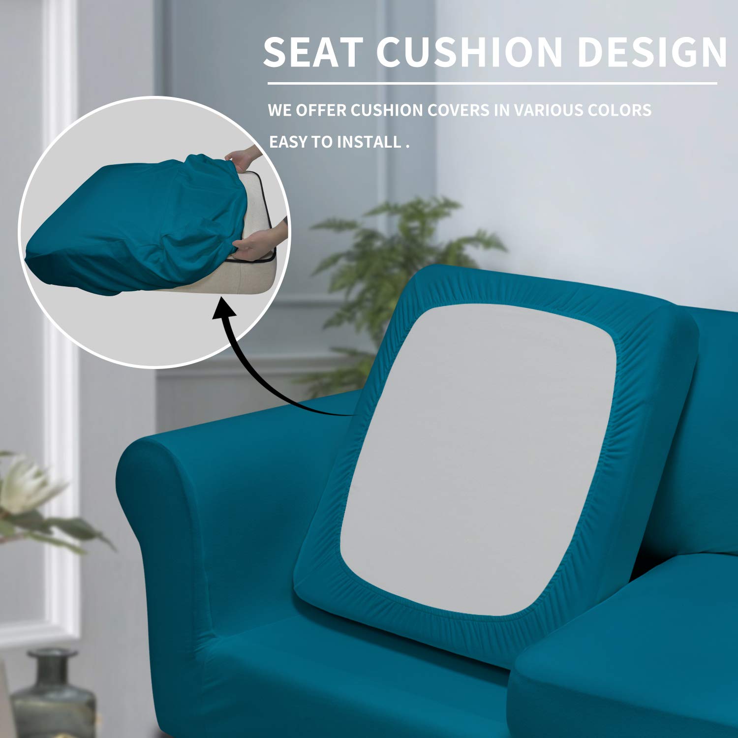 Easy-Going 3 Pieces Stretch Soft Couch Cover For Dogs - Washable Sofa Slipcover For 2 Separate Cushion Couch - Elastic Furniture Protector For Pets, Kids (Loveseat, Peacock Blue)