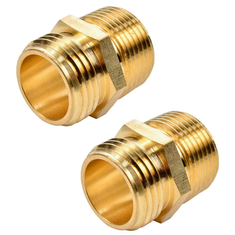 2 Pack 3/4' Ght To 3/4' Npt Male Connector, Brass Garden Hose Fitting, Male Hose Adapter