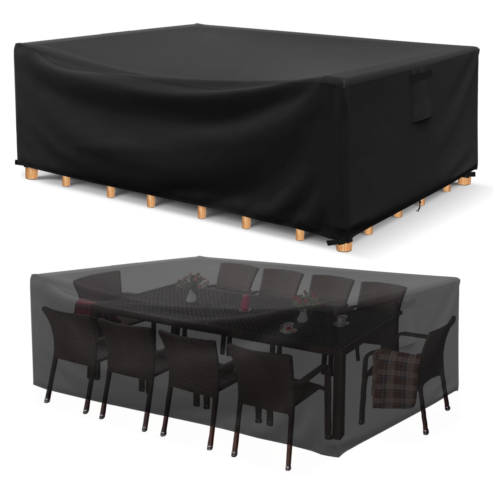 Hightquro Patio Furniture Covers Waterproof, Heavy Duty 600D Outdoor Furniture Covers For Outside Sectional Sofa Set,Tear Resist
