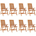 vidaXL Solid Wood Eucalyptus Folding Patio Chairs - Comfortable, Adjustable, and Foldable Outdoor Dining Seating - 8 Piece Set - Brown