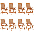 vidaXL Solid Wood Eucalyptus Folding Patio Chairs - Comfortable, Adjustable, and Foldable Outdoor Dining Seating - 8 Piece Set - Brown