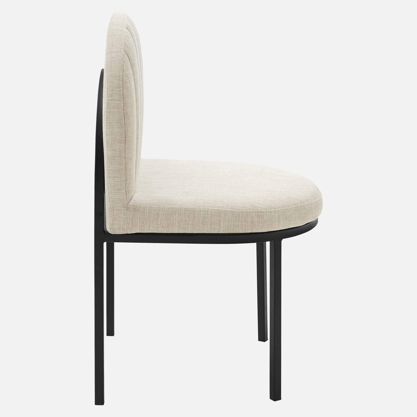 Modway Isla Channel Tufted Upholstered Fabric Dining Side Chair, Black Beige