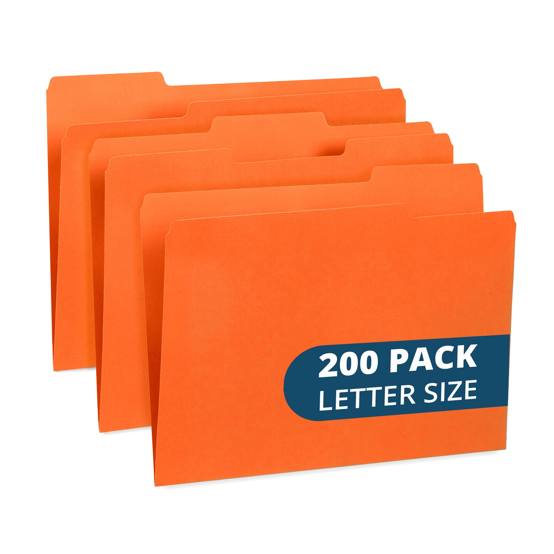 Blue Summit File Folders, Letter Size, 1/3 Tab, Orange, Great For Organizing And Easy File Storage, 200 Per Box