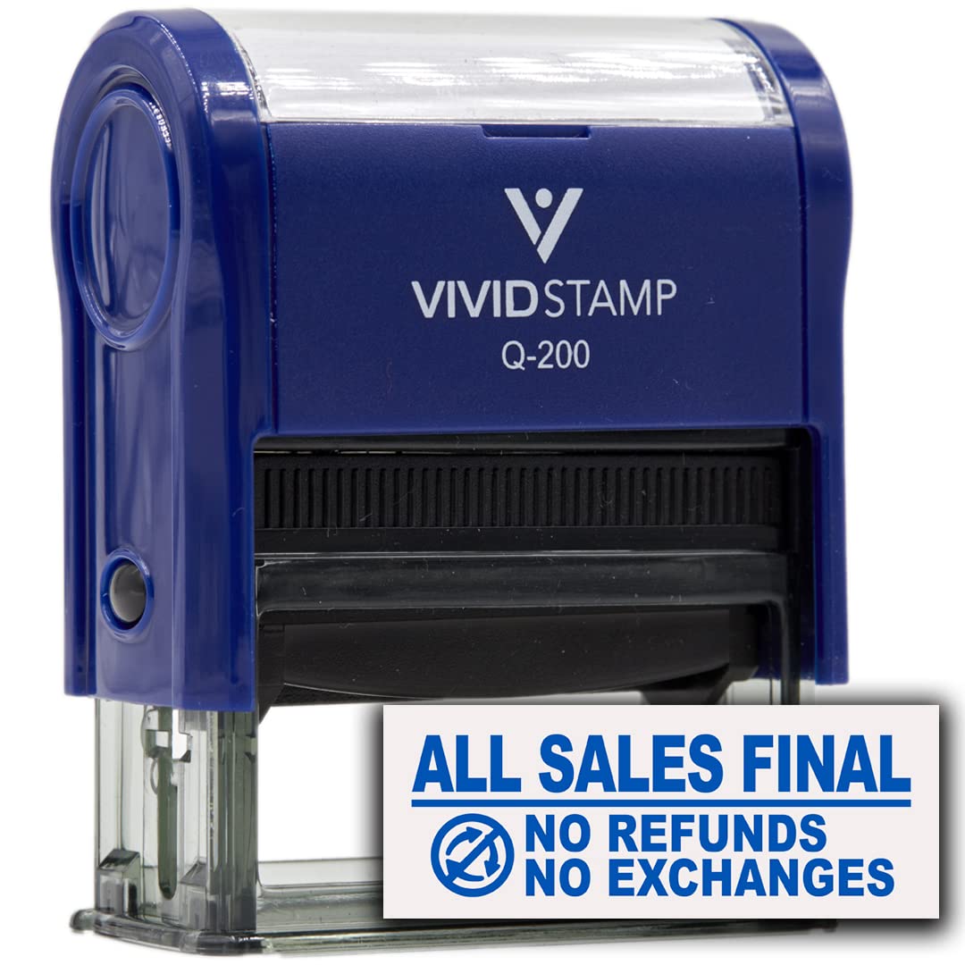 All Sales Final No Refunds No Exchanges (Vector) Self Inking Rubber Stamp (Blue Ink) - Q-200
