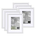 HappyHapi 8x10 Picture Frame, 6 Pack Wood Photo Frame Display Pictures 5x7 with Mat or 8x10 Without Mat Multi Picture Frames Col