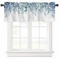 Curtain Valance For Windows Blue Eucalyptus Rod Pocket Valance Window Treatments 1 Panel Watercolor Leaves Short Curtains For Ki