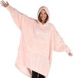 THE COMFY Wearable Blanket - Lightweight Microfiber Fleece, Oversized Design with Hood, One Size Fits All, Heather Pink
