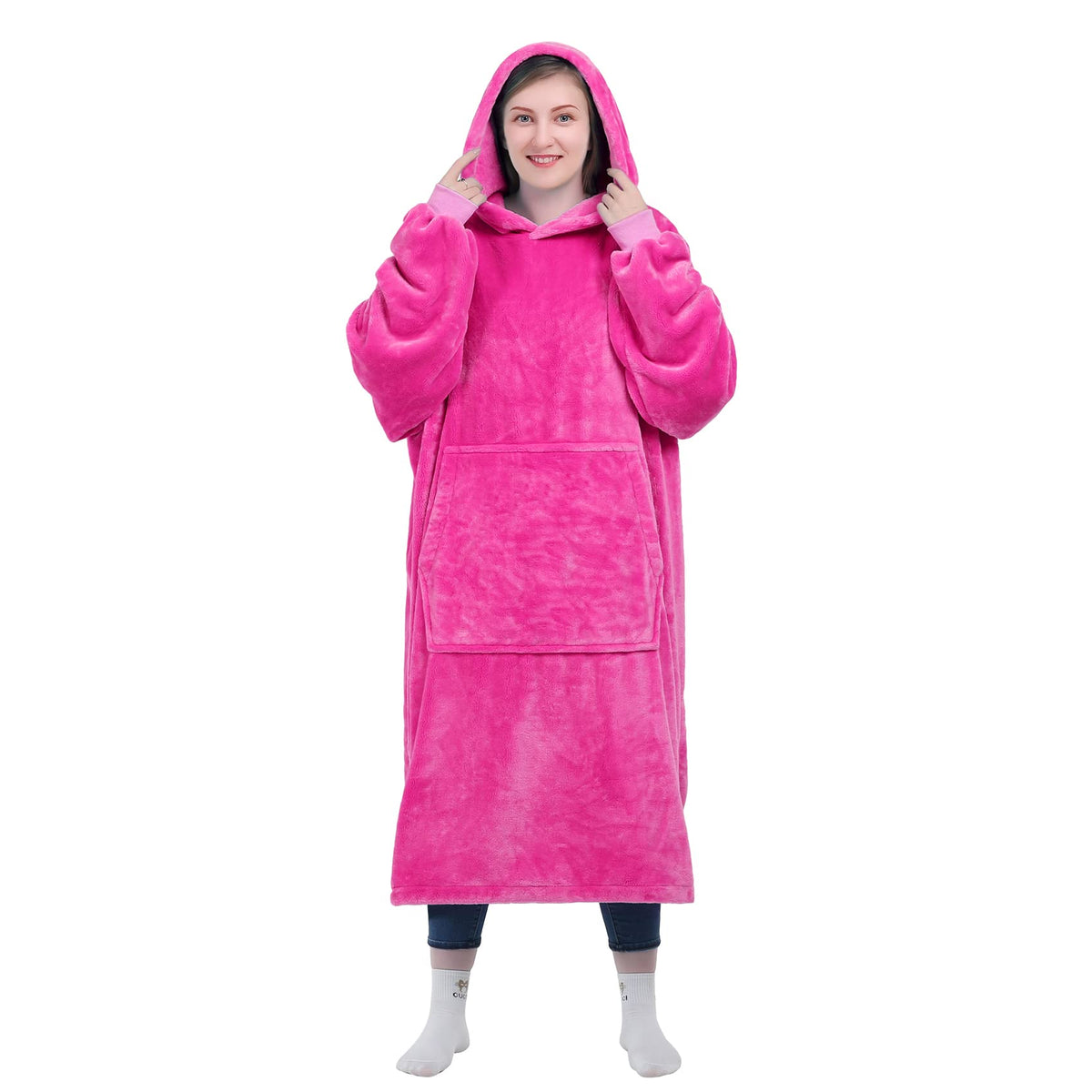 Kpblis Hoodie Blanket For Women And Men, Wearable Blanket Sweatshirt, Warm And Cozy Oversized Fleece Blanket With Sleeves And Gi