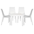 LeisureMod Kent Outdoor Dining Set With 4 Chairs in White