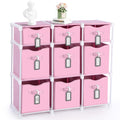 Fiwochic 9 Cube Storage Organizer Shelf with Storage Bins and Label, Pink