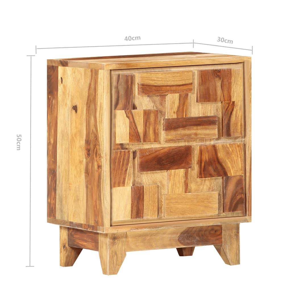 vidaXL Bedside Cabinet 15.7"x11.8"x19.7" Solid Sheesham Wood