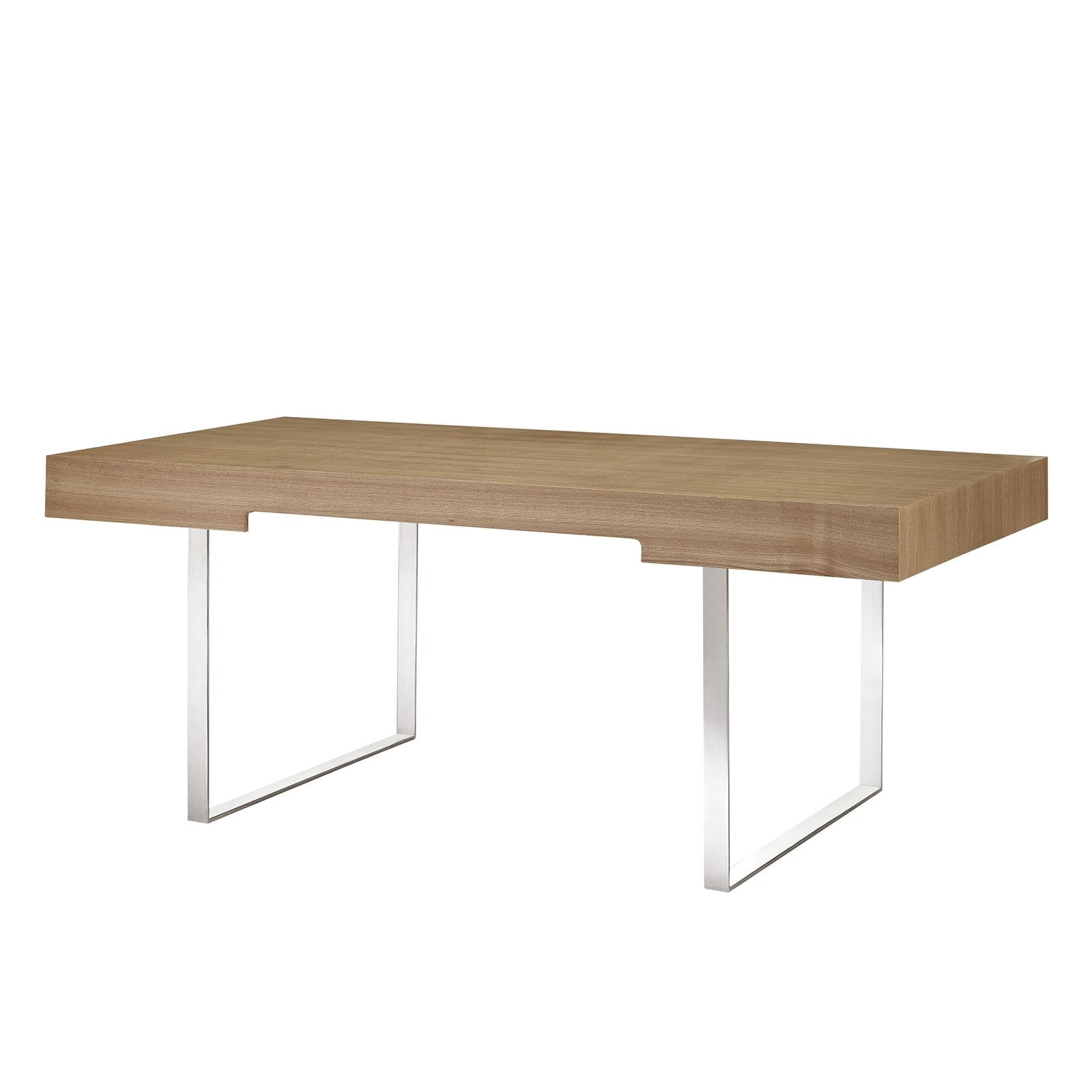Modway Tinker Contemporary Modern Wood And Stainless Steel Office Desk With Two Drawers In Natural