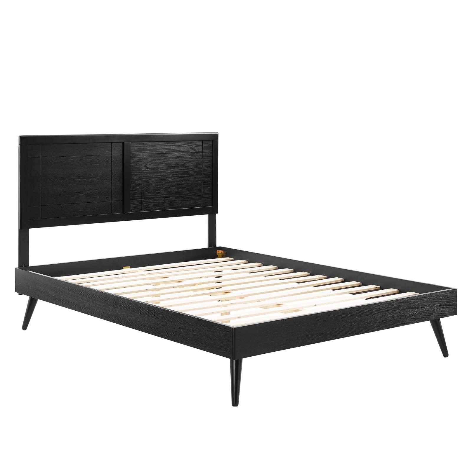 Modway Mod-6382-Blk Marlee Queen Wood Platform Bed With Splayed Legs, Black