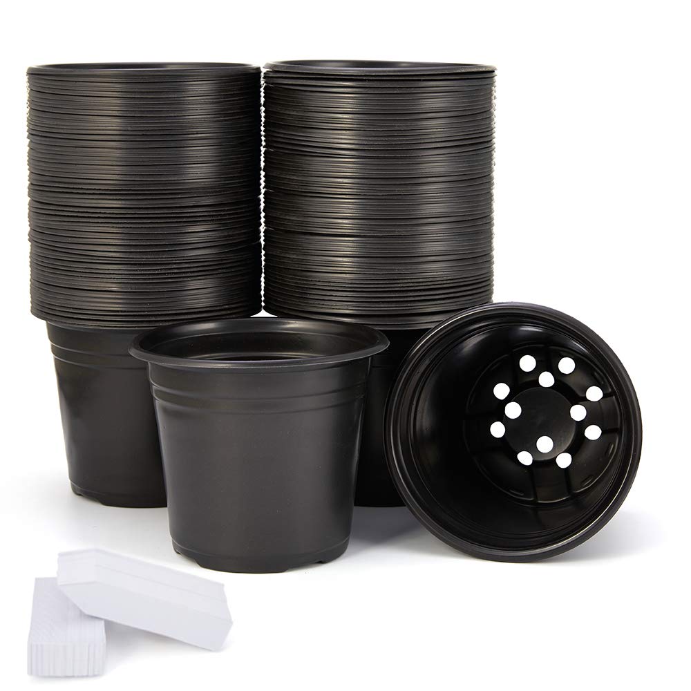 Jeria 100-Pack 0.5 Gallon Plant Nursery Pots, Plastic Pots For Flower Seedling, Flower Plant Container Seed Starting Pot, Come W