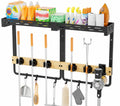 Flysoon Broom and Mop Holder Wall Mount With Shelf and Vacuum Holder