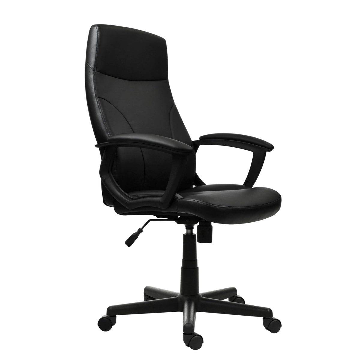 Techni Mobili PU Leather Office Chair with Padded Armrests, Height Adjustable Executive Desk Chair with Tilt Control, Black