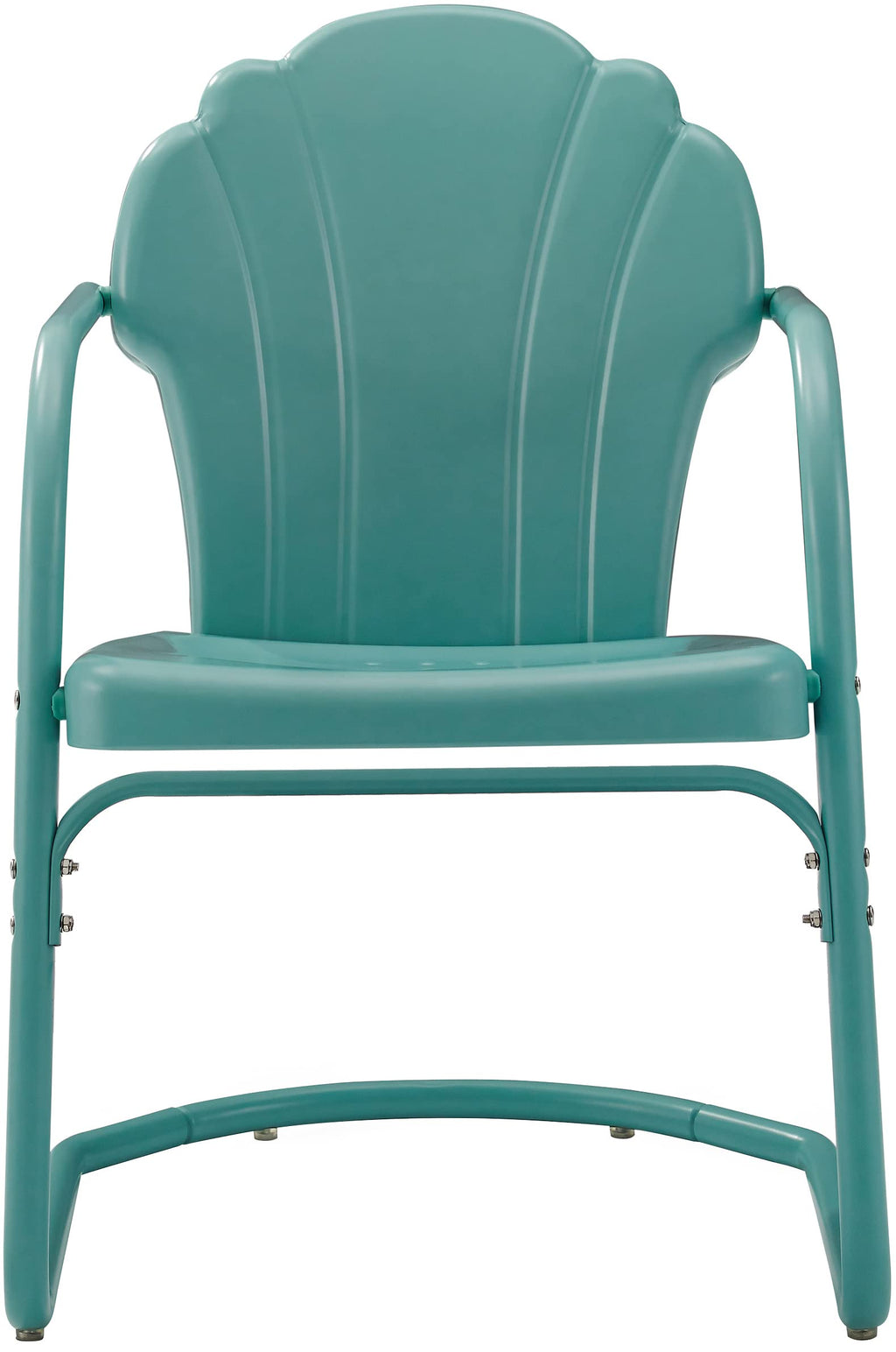Crosley Furniture Tulip 2-Piece Outdoor Chair Set, Retro Metal Patio Chairs For Dining, Porch, Deck, Balcony, Pastel Blue Satin