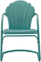 Crosley Furniture Tulip 2-Piece Outdoor Chair Set, Retro Metal Patio Chairs For Dining, Porch, Deck, Balcony, Pastel Blue Satin