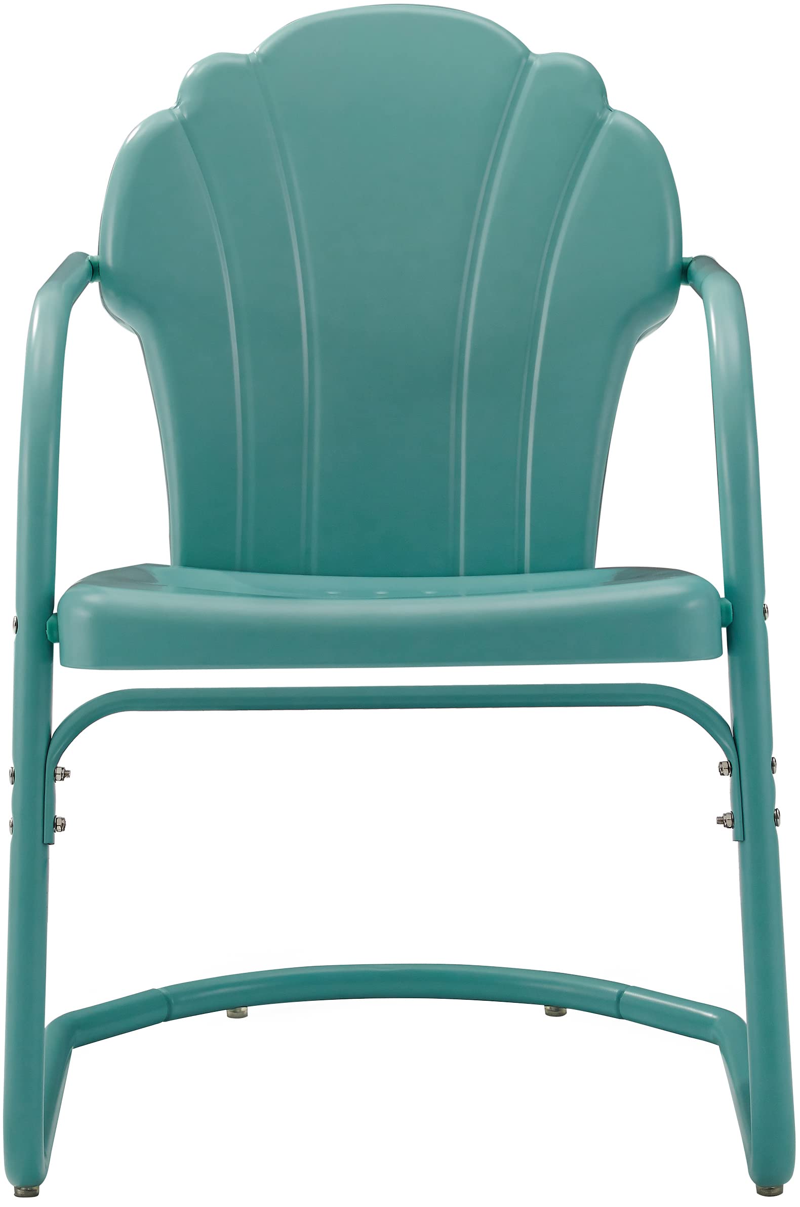 Crosley Furniture Tulip 2-Piece Outdoor Chair Set, Retro Metal Patio Chairs For Dining, Porch, Deck, Balcony, Pastel Blue Satin