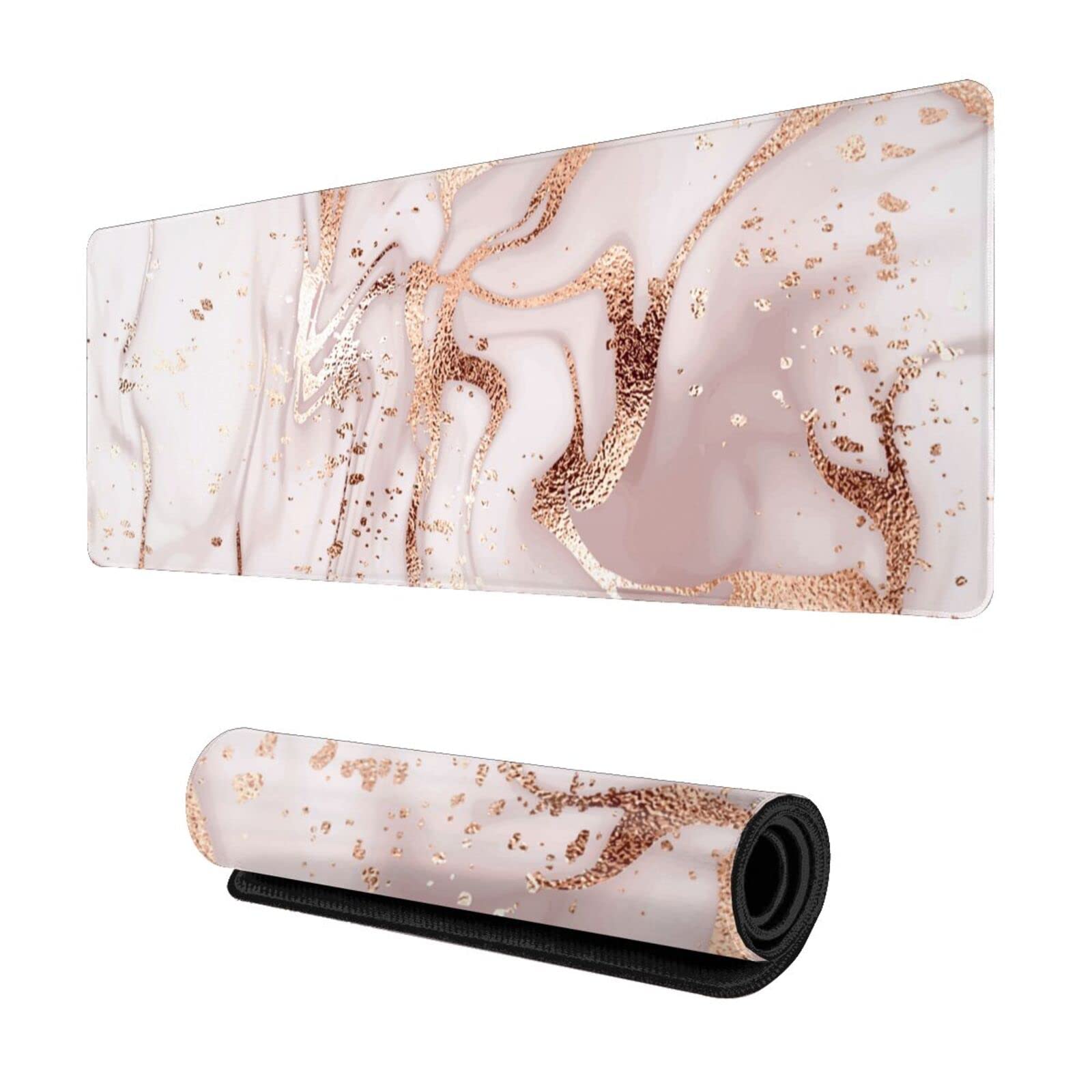 Rose Gold Marble Mouse Pad For Women And Girls Gaming Xl Large Mousepad Cute Desk Mat Long Extended Big Keyboard Pads Table Acce