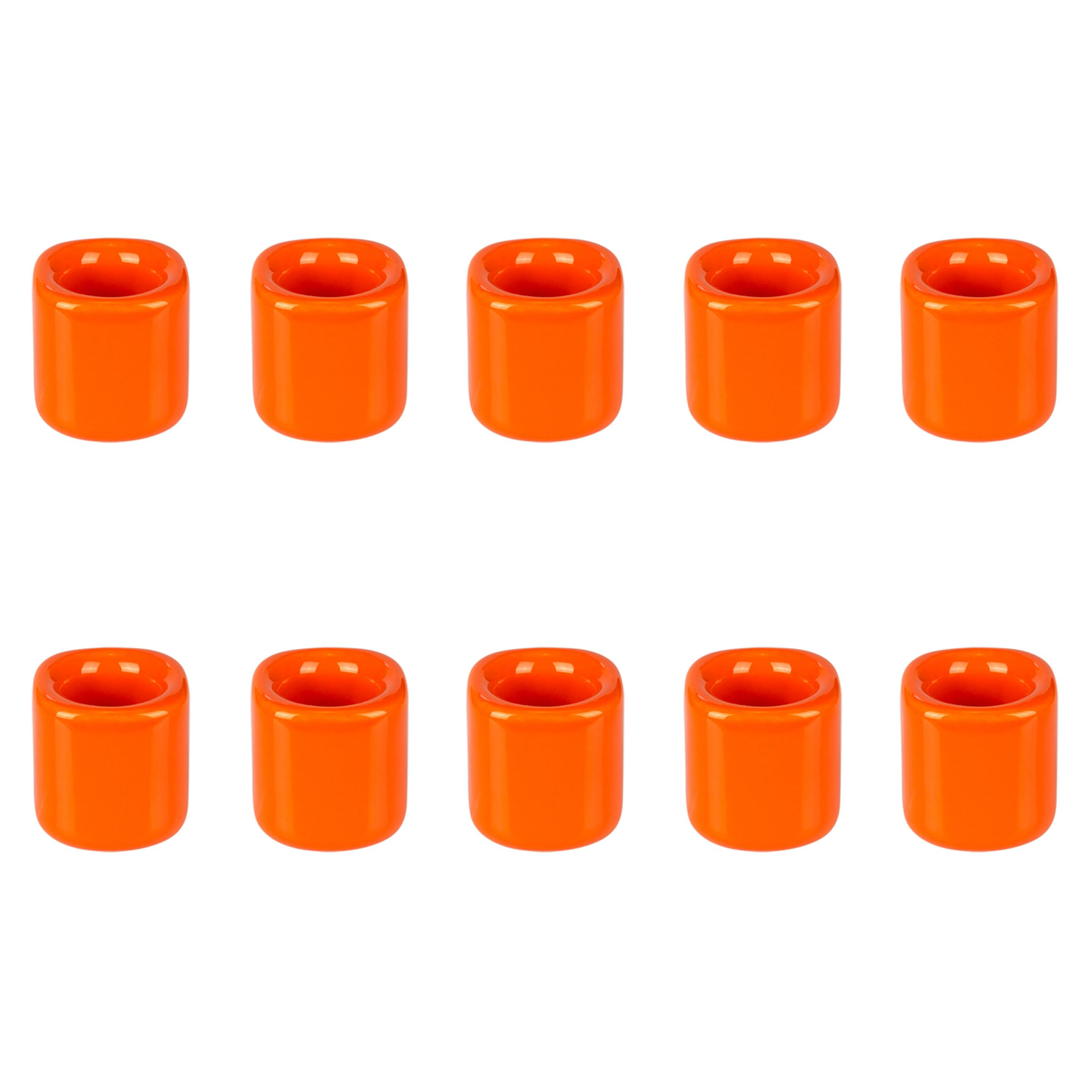 Mega Candles 10 pcs Orange 1/2 Inch Diameter Ceramic Chime Ritual Spell Candle Holders, Great for Casting Chimes, Meditation, Ri