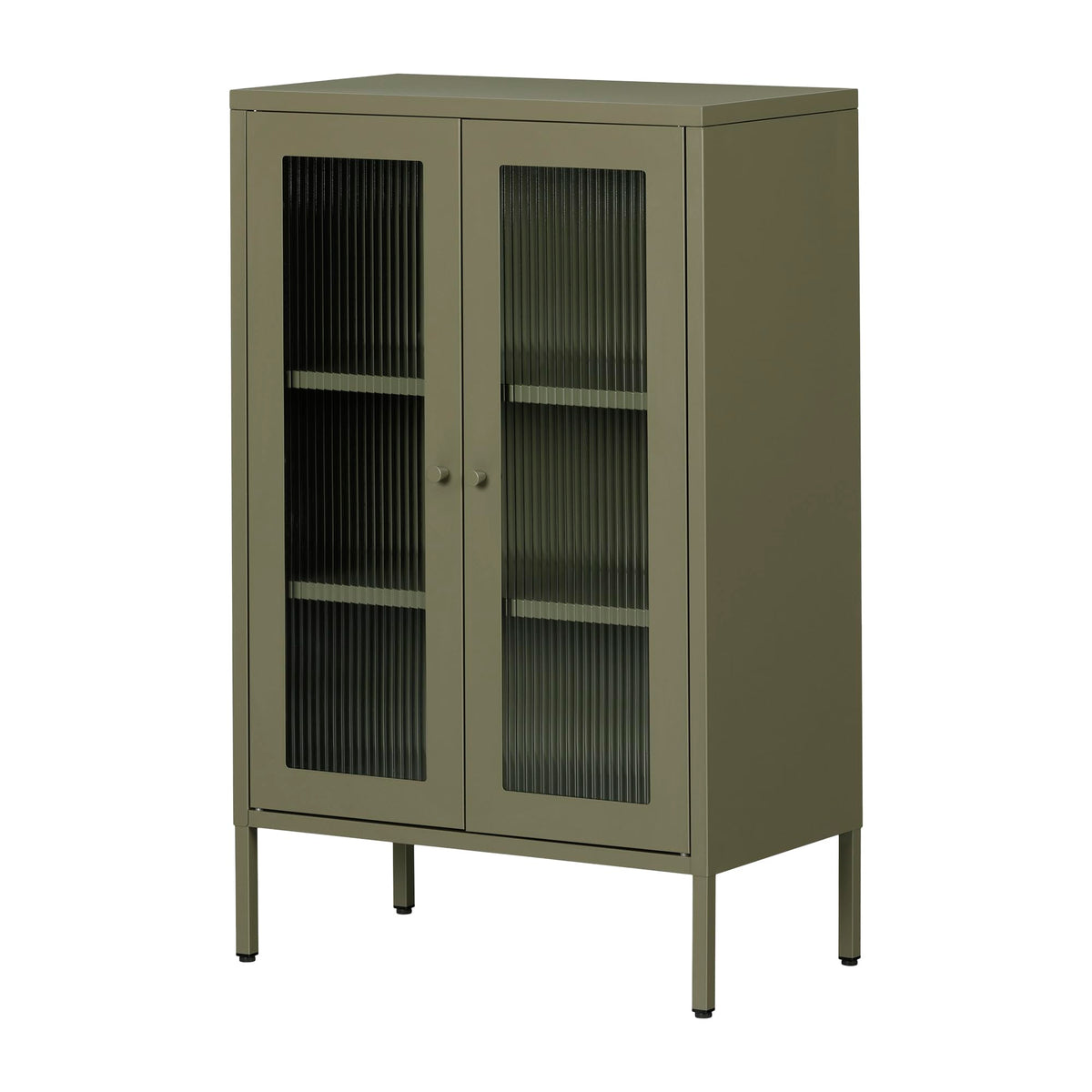 South Shore Kodali Accent Cabinet With Glass Doors, Olive Green