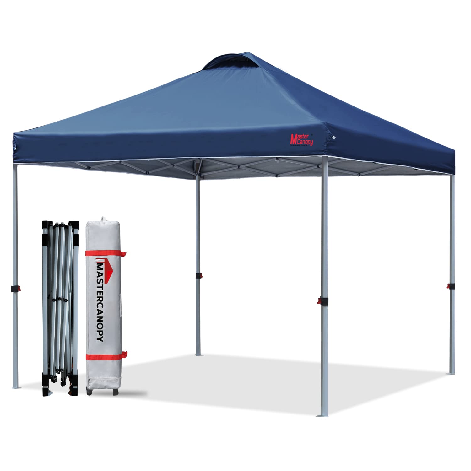 Mastercanopy Durable Ez Pop-Up Canopy Tent With Roller Bag (8X8, Navy Blue)