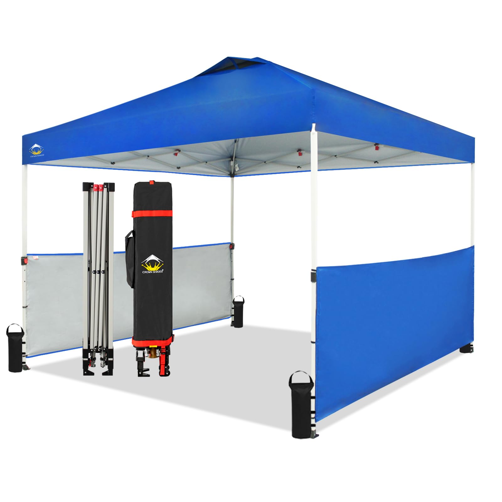 Crown Shades Canopy Tent, 10 X 10 Foot Portable Pop Up Outdoor Shelter With 2 Half Sidewalls, 1 Push Center Lock, Uv Protection,