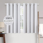 Miulee Linen Texture Full Blackout Curtain For Living Room Darkening,Thermal Insulated Grommet Curtain For Bedroom,Room Darkening Curtains For Kitchen,52X54 Inch Length 2 Panels Greyish White