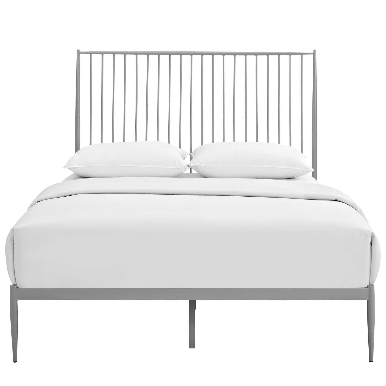 Modway Annika Powder-Coated Steel Queen Size Platform Bed In Gray
