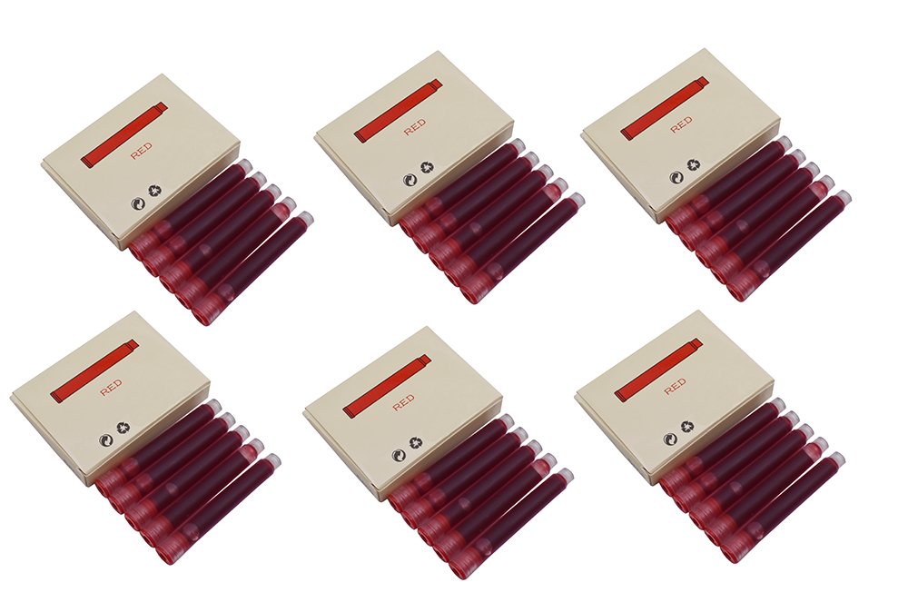 Jinhao Fountain Pen Cartridges, 30 Pack, Red Color, 2.6Mm Standard Size