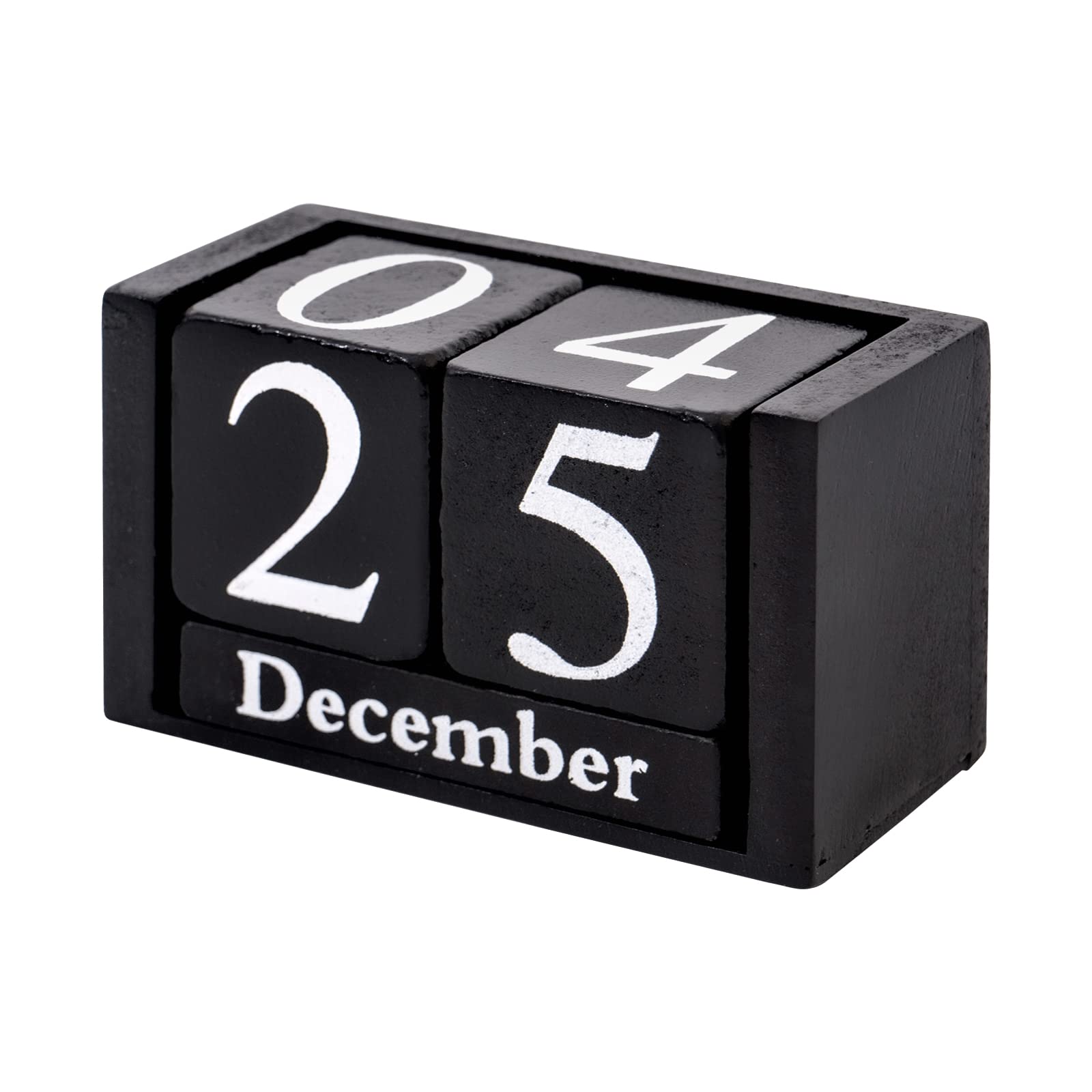 Notakia Wooden Desk Blocks Calendar Perpetual Block Month Date Display (Small Black)
