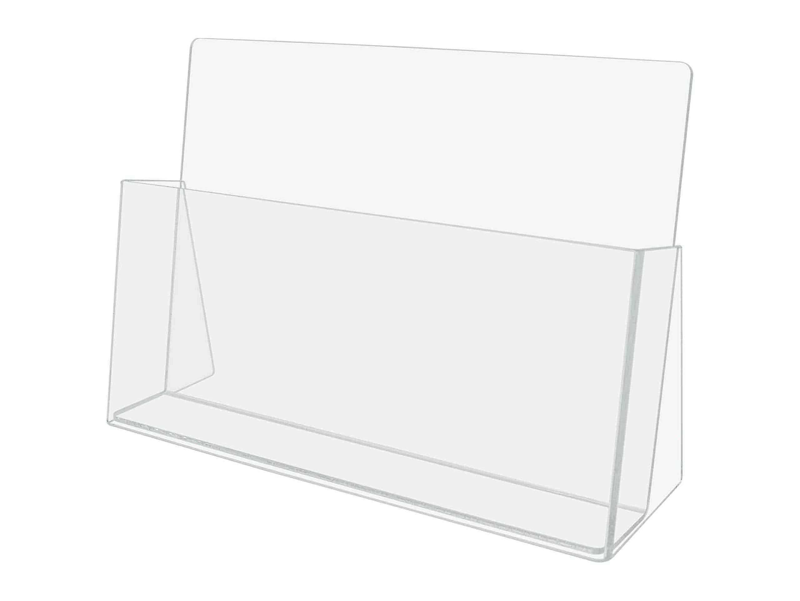 Brochure Holder 11' Wide Catalog Or Magazine Bin Clear Acrylic For Counters Space Saving Caddy For Welcome Centers And Schools