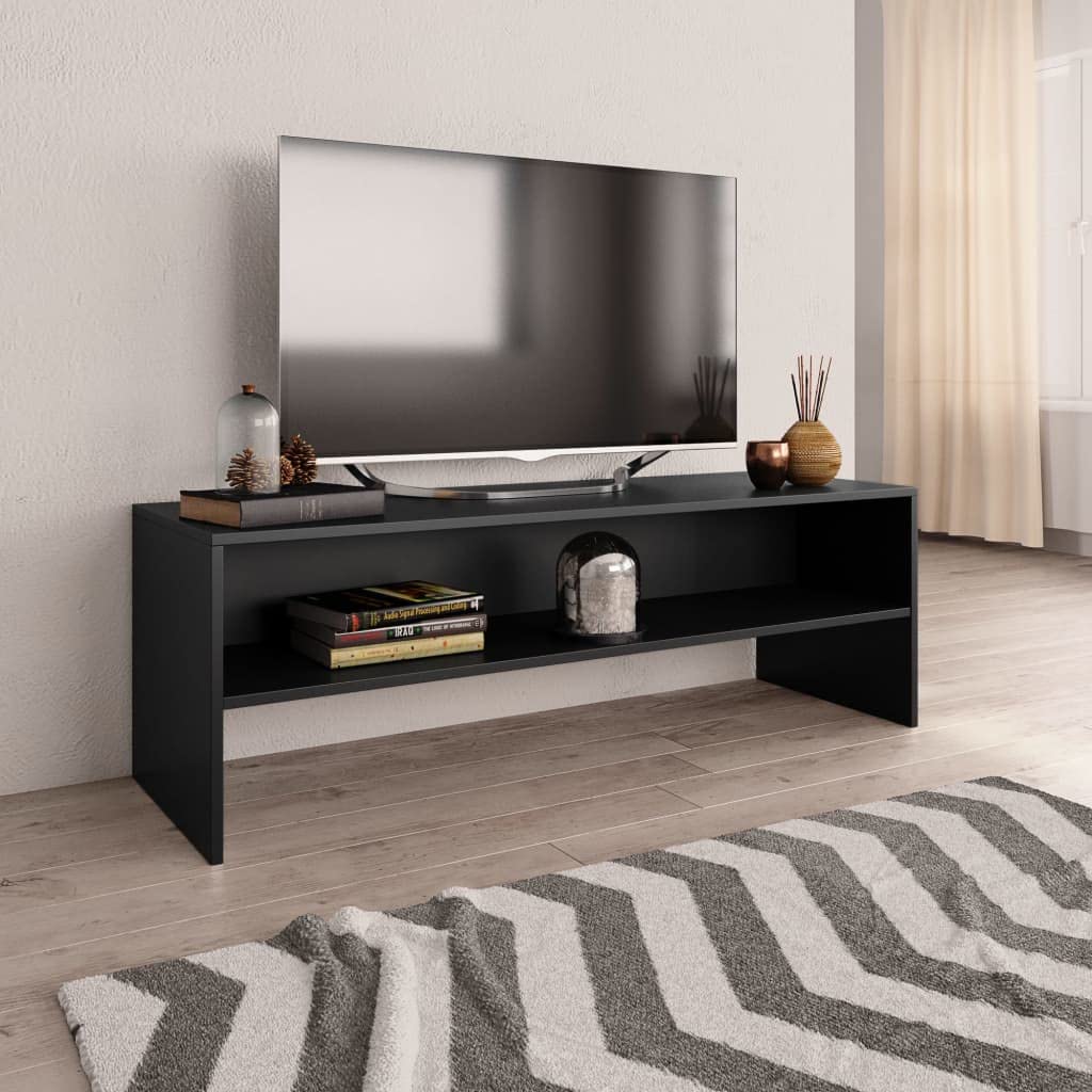 vidaXL TV Stand, TV Unit for Living Room, Sideboard with Compartment, Entertainment Center Media Unit Cupboard, Modern Style, Black Engineered Wood