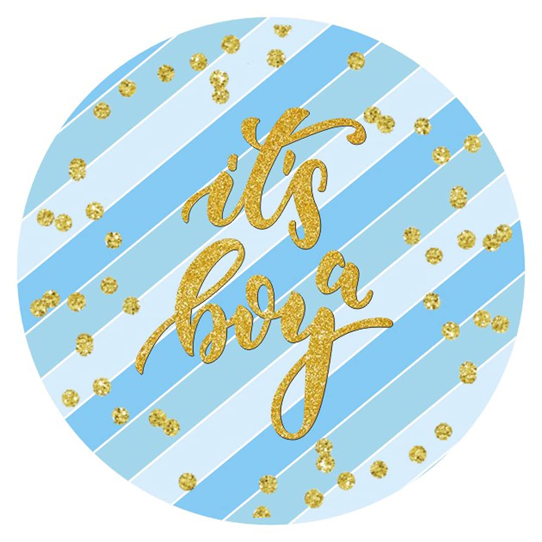 Blue and Gold It's a Boy Baby Shower Favor Stickers - 2 Inches - 50 Labels