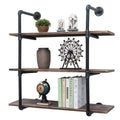 Industrial Pipe Shelving Wall Mounted,36in Rustic Metal Floating Shelves,Steampunk Real Wood Book Shelves,Wall Shelf Unit Booksh